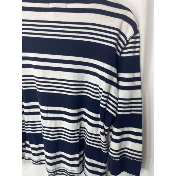 Chaps knit blouse shirt top women's XL extra large blue and white stripe cotton - Picture 4 of 12